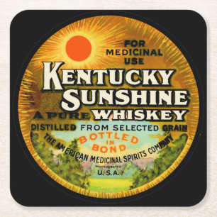 Oude Kentucky Whiskey Label Vierkante Kartonnen Onderzetter
