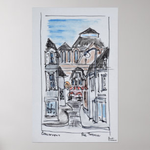 Oude kerk Concarneau Rue Turenne, Bretagne Poster