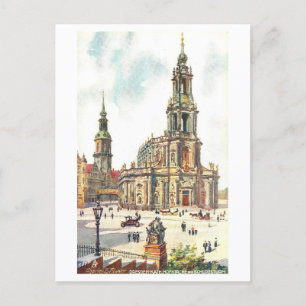 Oude kerk en kasteeltoren in Dresden Briefkaart