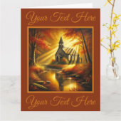 Oude kerk in een herfstbos kaart (Gele Bloem)