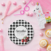 Oude Kersen zwart wit geruit Papieren Bordje (Feest)