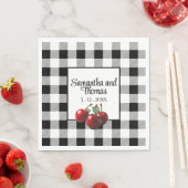 Oude Kersen zwart wit geruit Servet (Insitu)