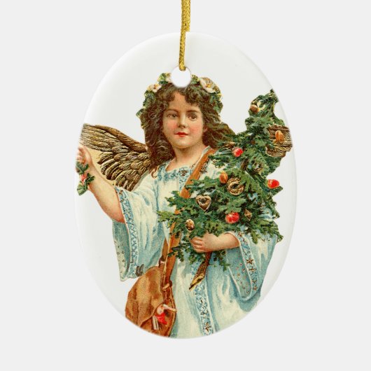 Oude kerst, Angel Keramisch Ornament (Voorkant)