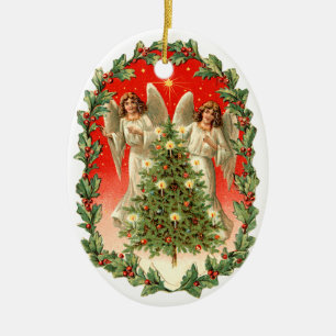 Oude kerst, Angels Keramisch Ornament