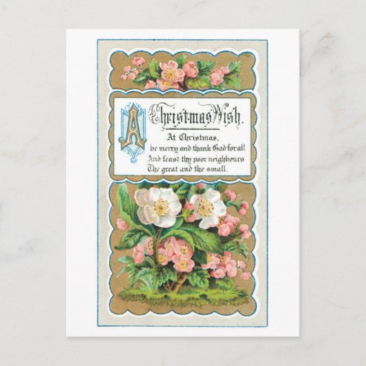 Oude kerst, bloem feestdagenkaart (Voorkant)