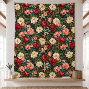 Oude Kerst Bloem Tuin Patroon Dekbed Fleece Deken
