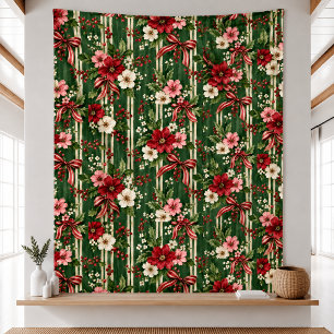 Oude Kerst Bloem Tuin Patroon Dekbed Fleece Deken