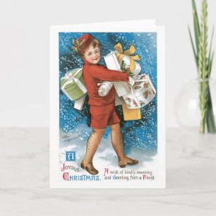 Oude kerst, dame feestdagen kaart