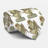 Oude kerst engel bloemen, Victoriaanse di-cut Stropdas (Opgerold)