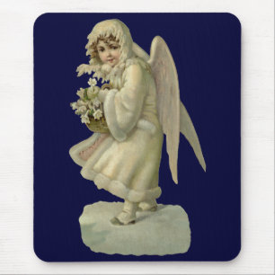 Oude kerst engel bloemen, Victoriaanse Die Cut Muismat