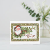 Oude kerst, Kerstman, Holly Feestdagenkaart (Staand voorkant)