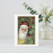Oude kerst, Kerstman, Holly Feestdagenkaart (Staand voorkant)