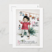 Oude kerst, kind feestdagenkaart (Voorkant / Achterkant)