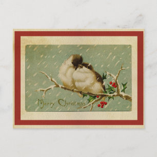 Oude Kerst Liefdesvogels Briefkaart