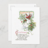 Oude kerst, meisje feestdagenkaart (Voorkant / Achterkant)