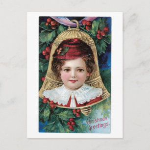 Oude kerst, meisje feestdagenkaart