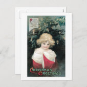 Oude kerst, meisje feestdagenkaart (Voorkant / Achterkant)