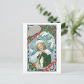 Oude kerst, meisje feestdagenkaart (Staand voorkant)
