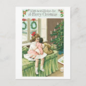 Oude kerst, meisje feestdagenkaart (Voorkant)
