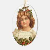 Oude kerst, meisje keramisch ornament (Links)