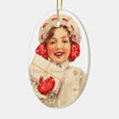 Oude kerst, meisje keramisch ornament (Links)