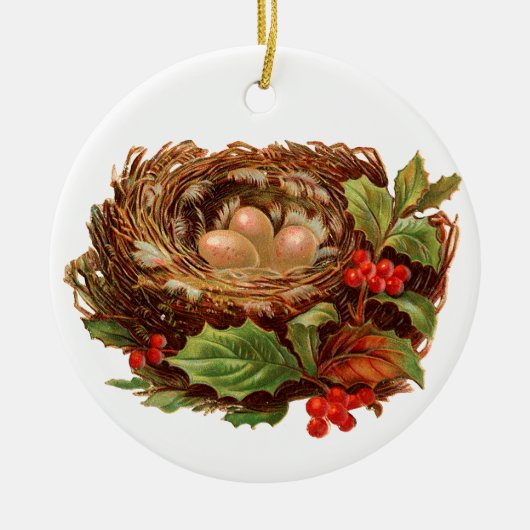Oude kerst, nest keramisch ornament (Voorkant)