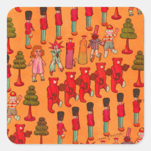 Oude Kerst Parade 1907 Puck Magazine Vierkante Sticker