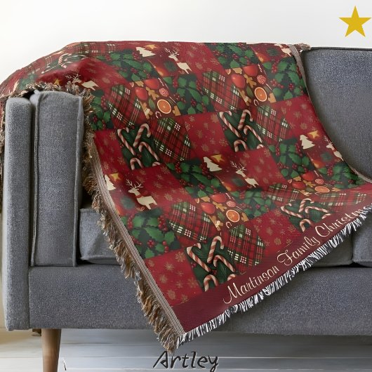 Oude Kerst Patchwork Dekbed Familienaam Deken