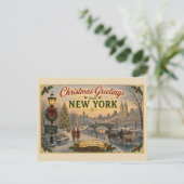 Oude Kerst Postkaart van Central Park (Staand voorkant)