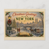 Oude Kerst Postkaart van Central Park (Voorkant)