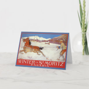 Oude Kerst, Reisposter voor Zwitserland Feestdagen Kaart