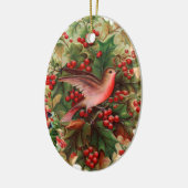 Oude kerst, Robin, Holly Keramisch Ornament (Links)