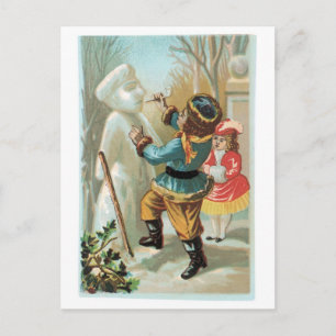 Oude kerst, Snowman Feestdagenkaart