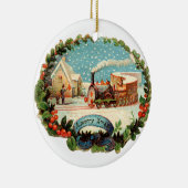 Oude kerst, stoomtrein keramisch ornament (Rechts)