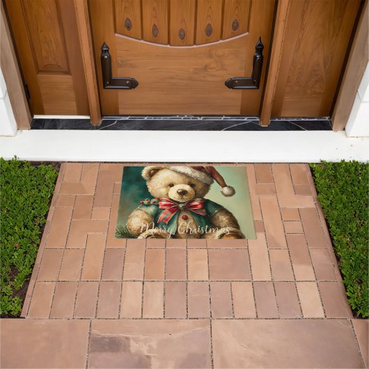 Oude Kerst Teddybeer Deurmat (Buiten)