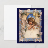 Oude kerst uitnodiging Victoriaanse engel bellen (Voorkant / Achterkant)