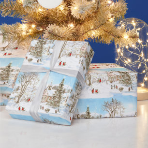 Oude Kerst Verhalenboek Dorp Cadeaupapier