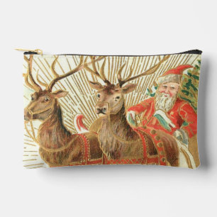 Oude Kerstansichtkaart, Kerstman met Rendieren Etui