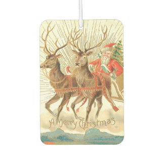 Oude kerstansichtkaart, Kerstman met rendieren Luchtverfrisser