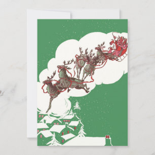 Oude Kerstavond Retro Kerstman Uitnodiging