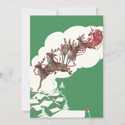 Oude Kerstavond Retro Kerstman Uitnodiging (Voorkant)