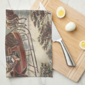 Oude Kerstavond Victoriaanse Kerstman Slede Theedoek (Quarter Fold)