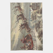 Oude Kerstavond Victoriaanse Kerstman Slede Theedoek (Verticaal)