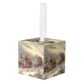 Oude Kerstavond Victoriaanse kerstman slee Kubus Ornament (Voorkant hoekig)