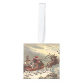 Oude Kerstavond Victoriaanse kerstman slee Kubus Ornament (Voorkant)