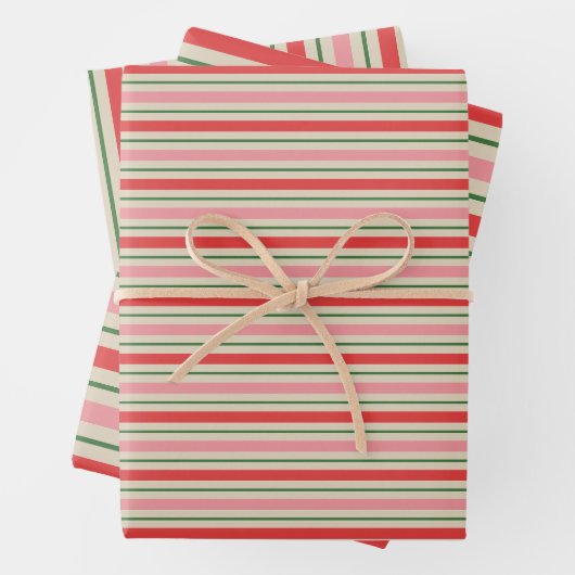 Oude kerstband roze rood inpakpapier vel (In situ)