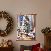 Oude kerstboom hangend wandkleed