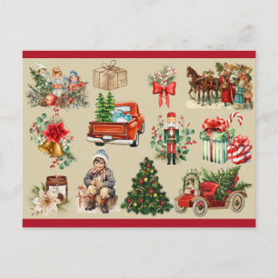 Oude kerstcollage goud  feestdagenkaart