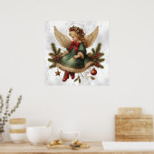 Oude Kerstengelposter Poster (Keuken)