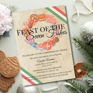 Oude Kerstfeest met de Zeven Vissen-feestje Kaart